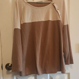 SHEIN Brown Long Sleeve Boxy Blouse